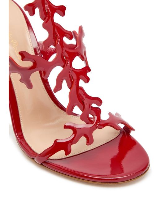 Gianvito Rossi Red Ocean 95 Coral-Design Glossed Nappa Sandals