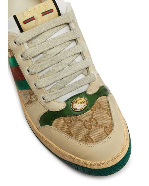Gucci Green Screener Panelled Nubuck Sneakers