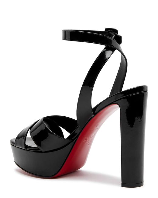 Christian Louboutin Black Supra Mariza 130 Patent Leather Platform Sandals