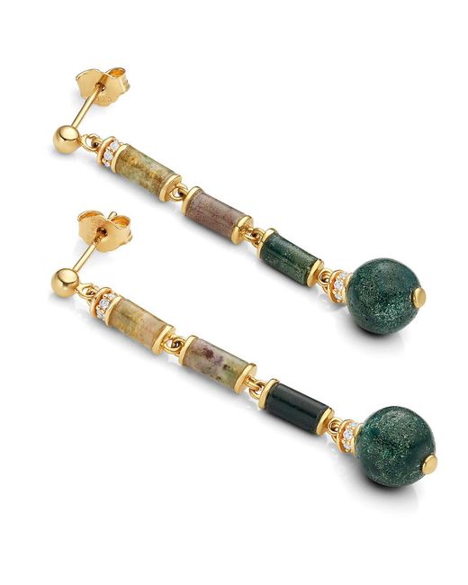 V By Laura Vann Green Agate 18kt Vermeil Drop Earrings