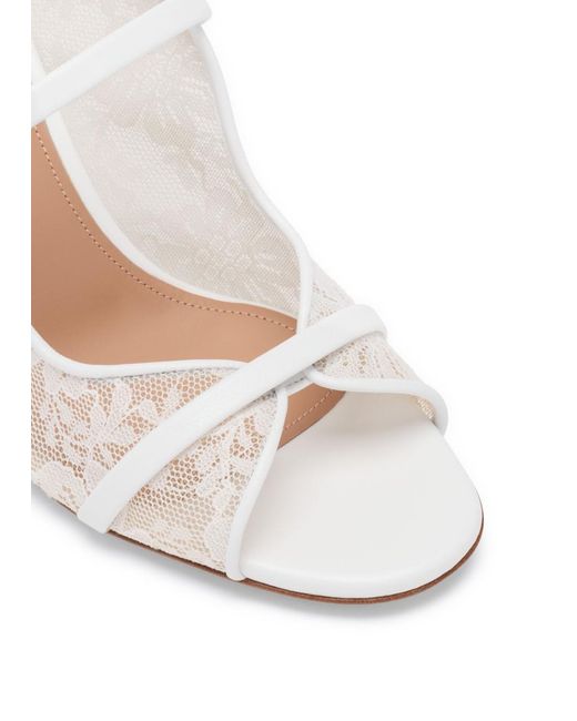 Malone Souliers White Lace Norah Heeled Sandals 70