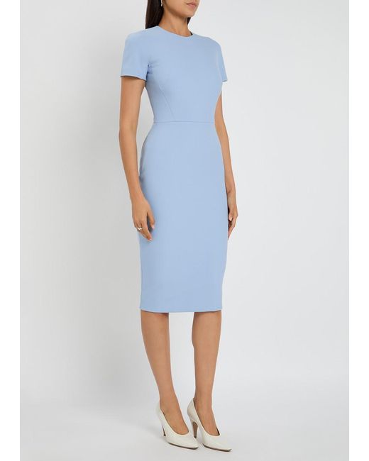 Victoria Beckham Blue Woven Midi Dress