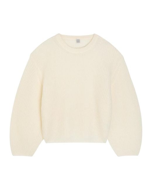 Totême White Ribbed-Knit Mohair-Blend Jumper