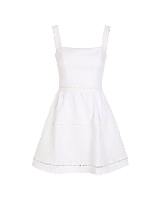 Reformation White Everett Linen Mini Dress