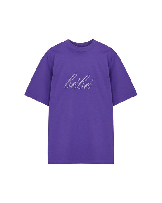 Balenciaga Purple Bébé Embellished Cotton T-Shirt