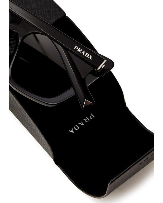 Prada Black Cat-eye Sunglasses , Designer-engraved Sunglasses, Designer-stamped Temples, 100% Uv Protection