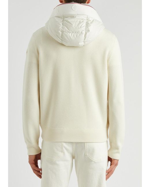 Moncler White Hooded Quilted Shell And Wool Jacket for men