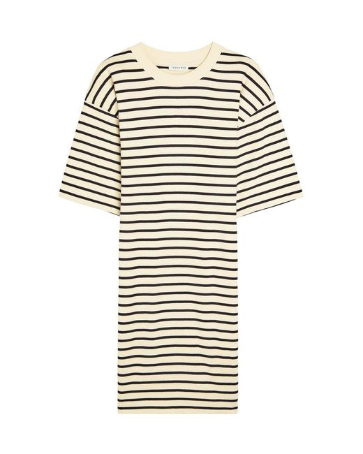 Anine Bing White Mona Striped Cotton-Blend Mini Dress