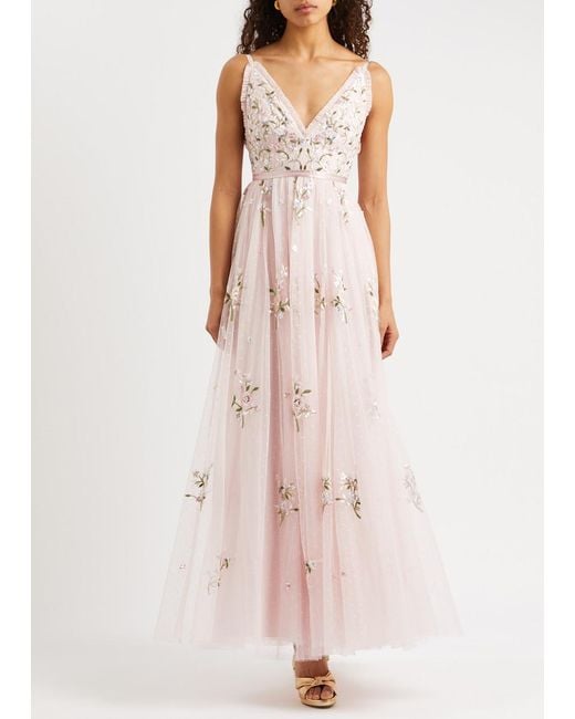 Needle & Thread Pink Petunia Embellished Tulle Gown