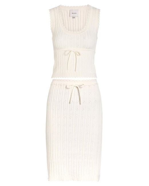 Reformation White Erin Pointelle Stretch-Cotton Top And Skirt Set