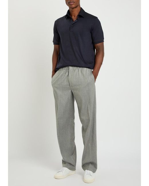 Herno Blue Wool-Jersey Polo Shirt for men