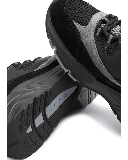 Cleens Black Aero Panelled Mesh Sneakers for men