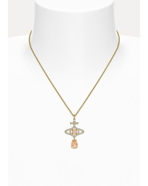 Vivienne Westwood Metallic Olympia Pavé Drop Pendant Necklace