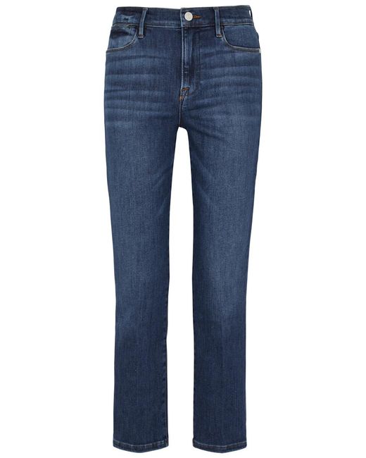 FRAME Blue Le High Straight Cropped Jeans