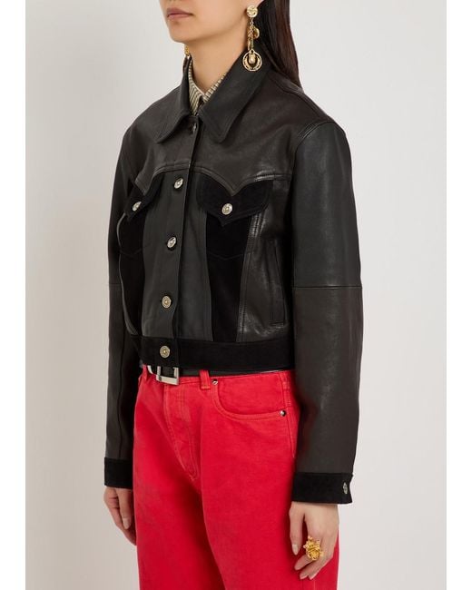 Versace Black Panelled Leather Jacket