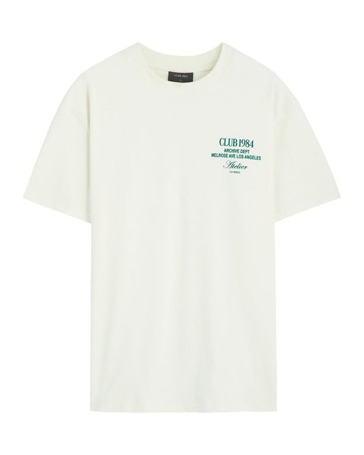 Club 1984 White La Depth Printed Cotton T-Shirt for men