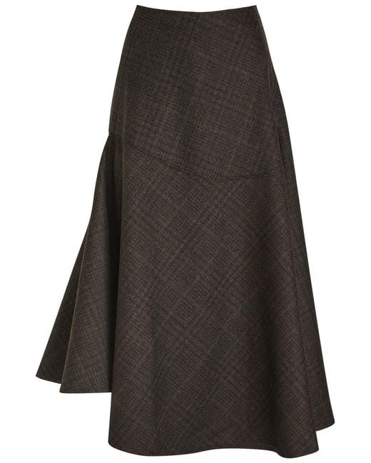 Our Legacy Black Waltz Asymmetric Wool Midi Skirt
