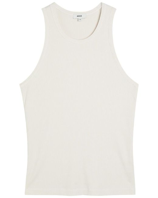 Agolde White Viggo Ribbed Cotton Tank Top for men