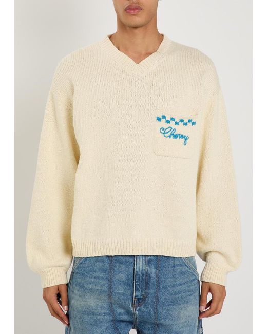 CHERRY LA Natural Motors Embroidered Knit Jumper for men