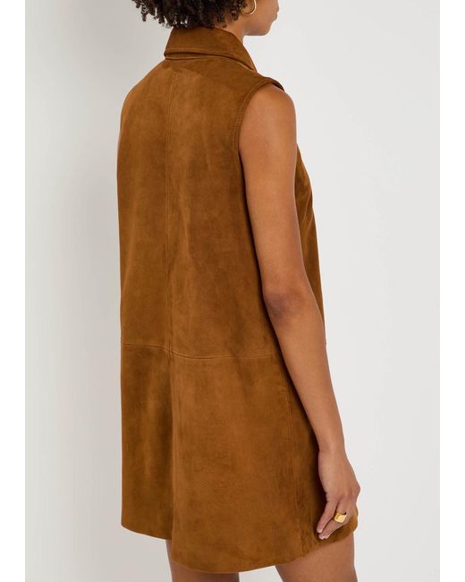 FRAME Brown The Suede City Shift Mini Dress