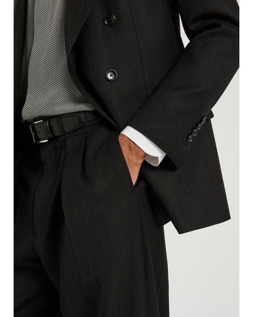 Tom Ford Black Striped Wool Trousers for men