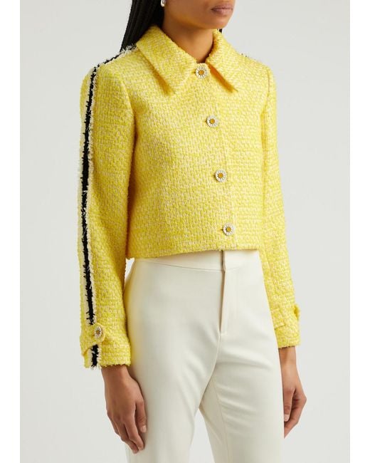 Alice + Olivia Yellow Tammy Striped Tweed Jacket