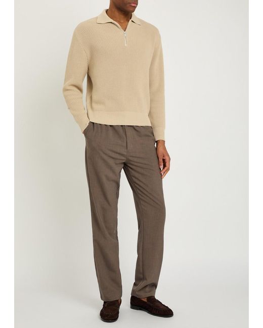 Lardini Natural Ribbed Knit Cotton Polo Shirt for men