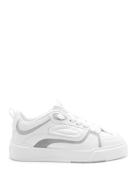 Cleens White Essential Skate Panelled Mesh Sneakers for men