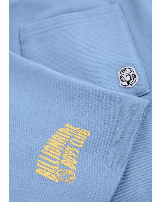 BBCICECREAM Blue Arch Logo Printed Cotton Shorts for men