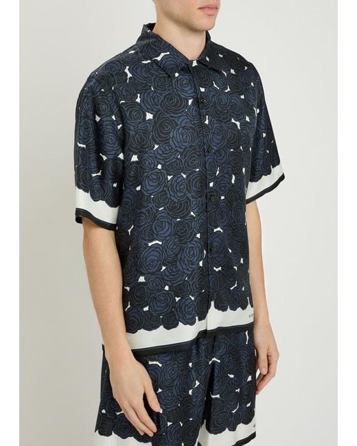 Givenchy Blue Printed Silk Shirt for men