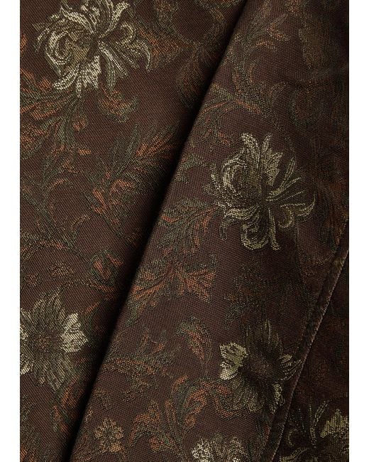 Les Deux Brown Kaleb Floral-Jacquard Woven Overshirt for men