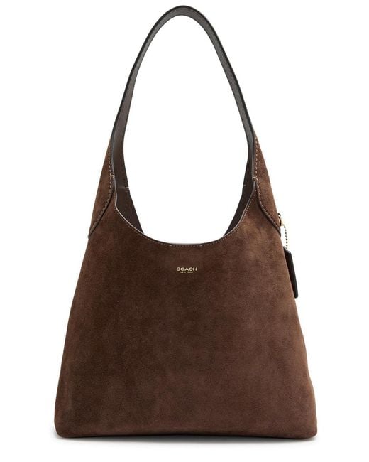 COACH Brown Brooklyn 28 Suede Shoulder Bag
