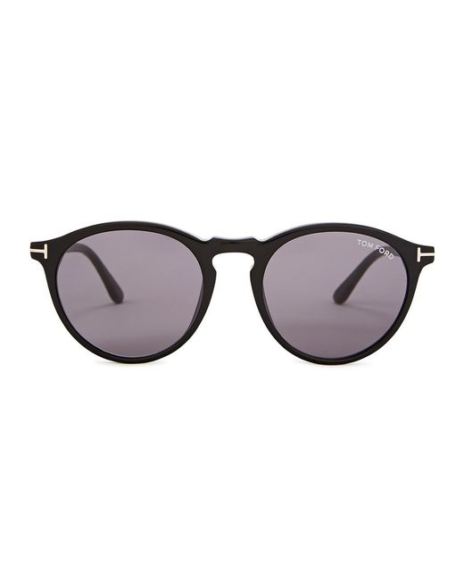 Tom Ford Black Round-Frame Sunglasses, Designer-Stamped Lenses, -Tone, 100% Uv Protection