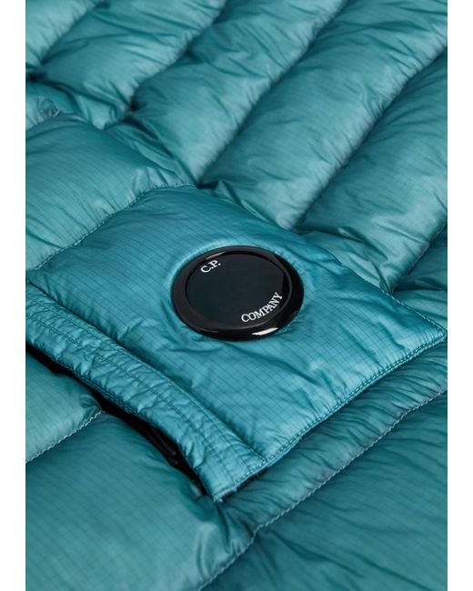 C P Company Blue D.D. Shell Hooded Quilted Jacket for men