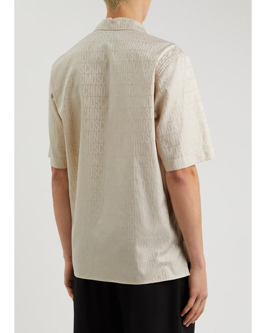 Moschino White Logo-jacquard Cotton Shirt for men