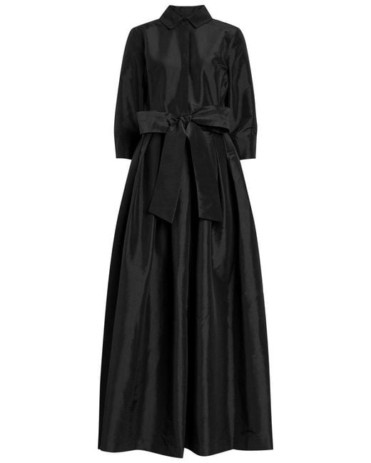 Jonathan Simkhai Black Julip Belted Taffeta Maxi Shirt Dress
