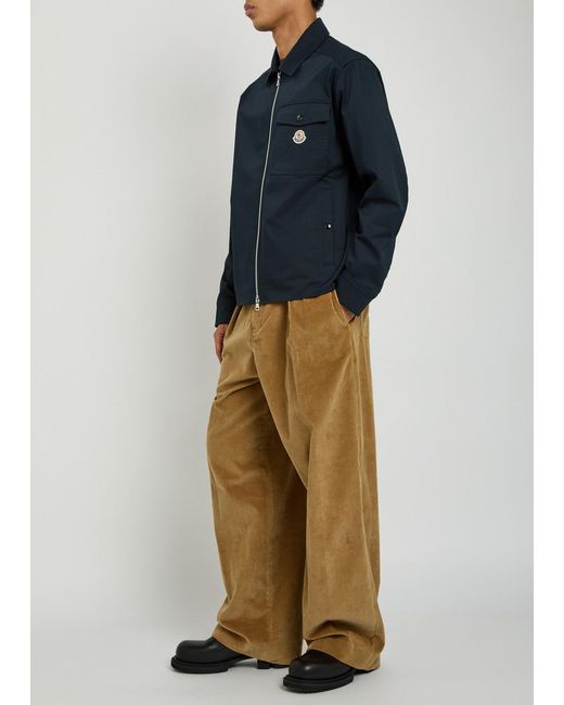 Moncler Blue Logo Stretch-Cotton Overshirt for men