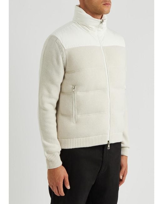 Moncler White Quilted Shell And Wool Jacket for men