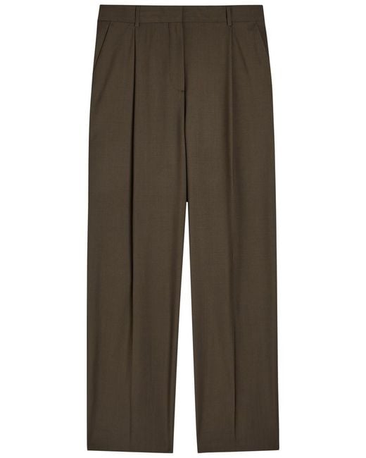 Totême Green Straight-Leg Wool Trousers