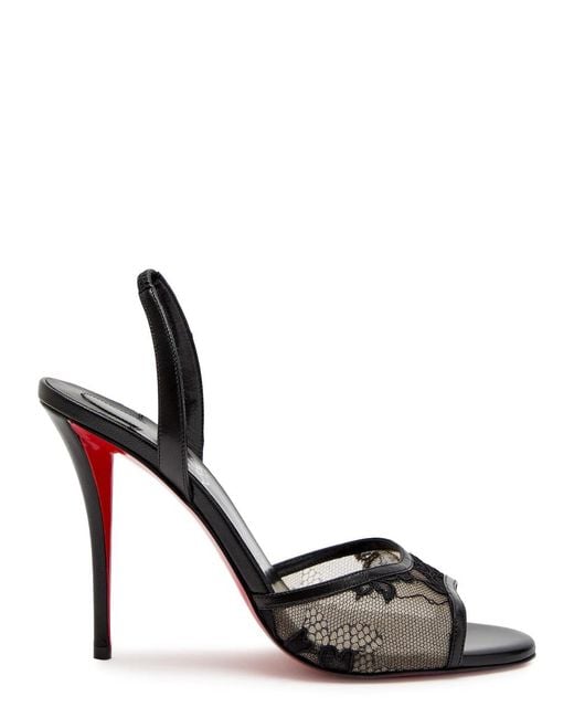Christian Louboutin Black Miss Z 100 Lace And Leather Slingback Sandals