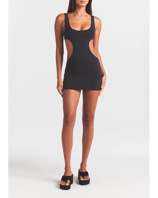 Skims Black Cut-Out Stretch-Jersey Mini Dress