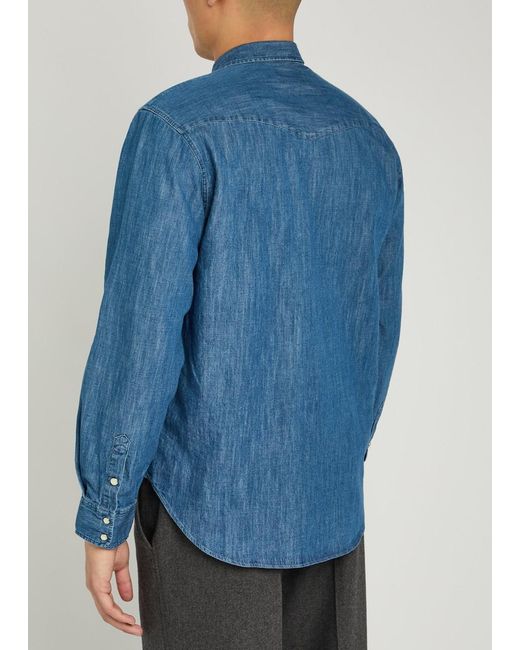 Officine Generale Blue Chambray Shirt for men