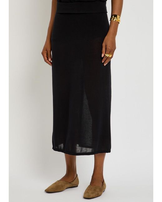 Totême Black Fine-Knit Maxi Skirt