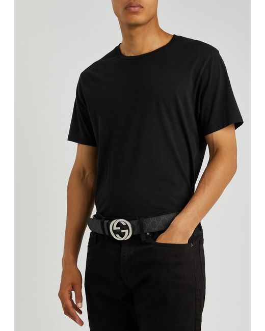 Gucci Black gg Monogrammed Belt for men