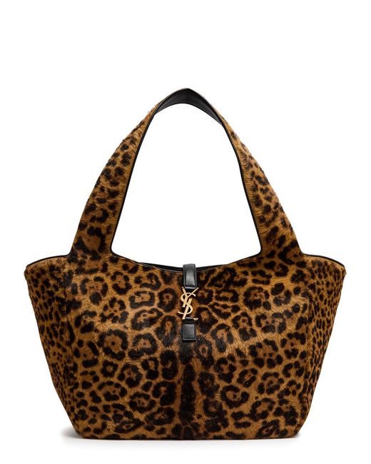 Saint Laurent Brown Le 5 À 7 Bea-Print Calf-Hair Tote