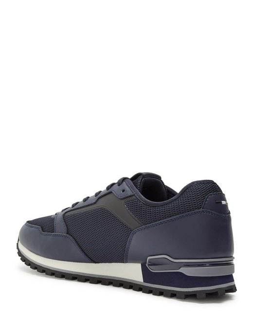 Boss Blue Parkour Panelled Mesh Sneakers for men