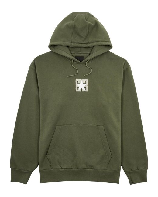 Givenchy Green 4G Stars Hooded Cotton Sweatshirt for men