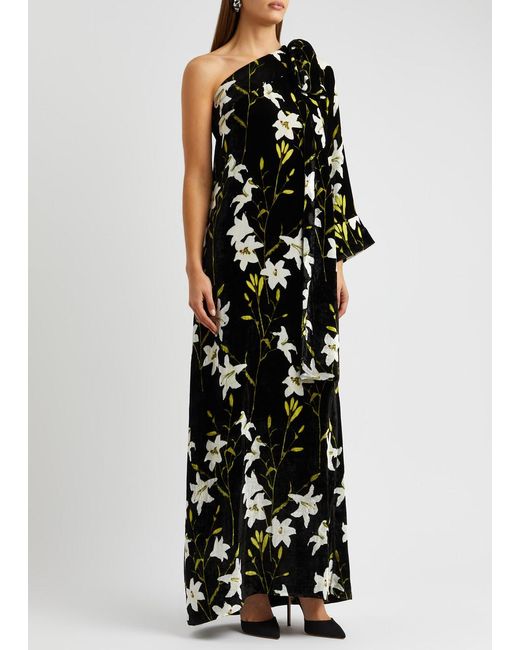 BERNADETTE Black Nel Floral-print Velvet Maxi Dress