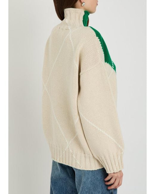 J.W. Anderson Green Pringle Argyle High-Neck Wool Jumper