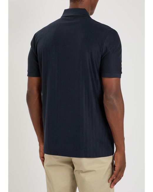 Boss Blue Parley Striped-Knit Cotton Polo Shirt for men